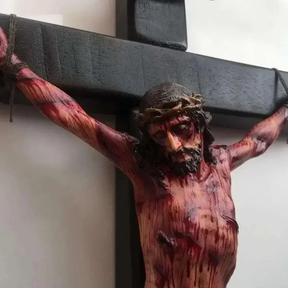 Statue de Jésus en résine, 20 cm, crucifix mural, décoration de maison, de chambre, d'église, décoration murale à suspendre pour fête
