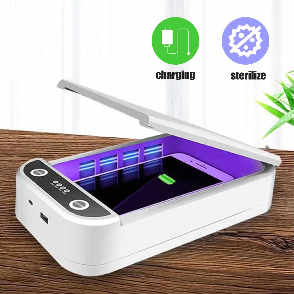 Stérilisateur UV Électrique Multifonction avec Aromathérapie et Chargement Sans Fil pour Smartphones.