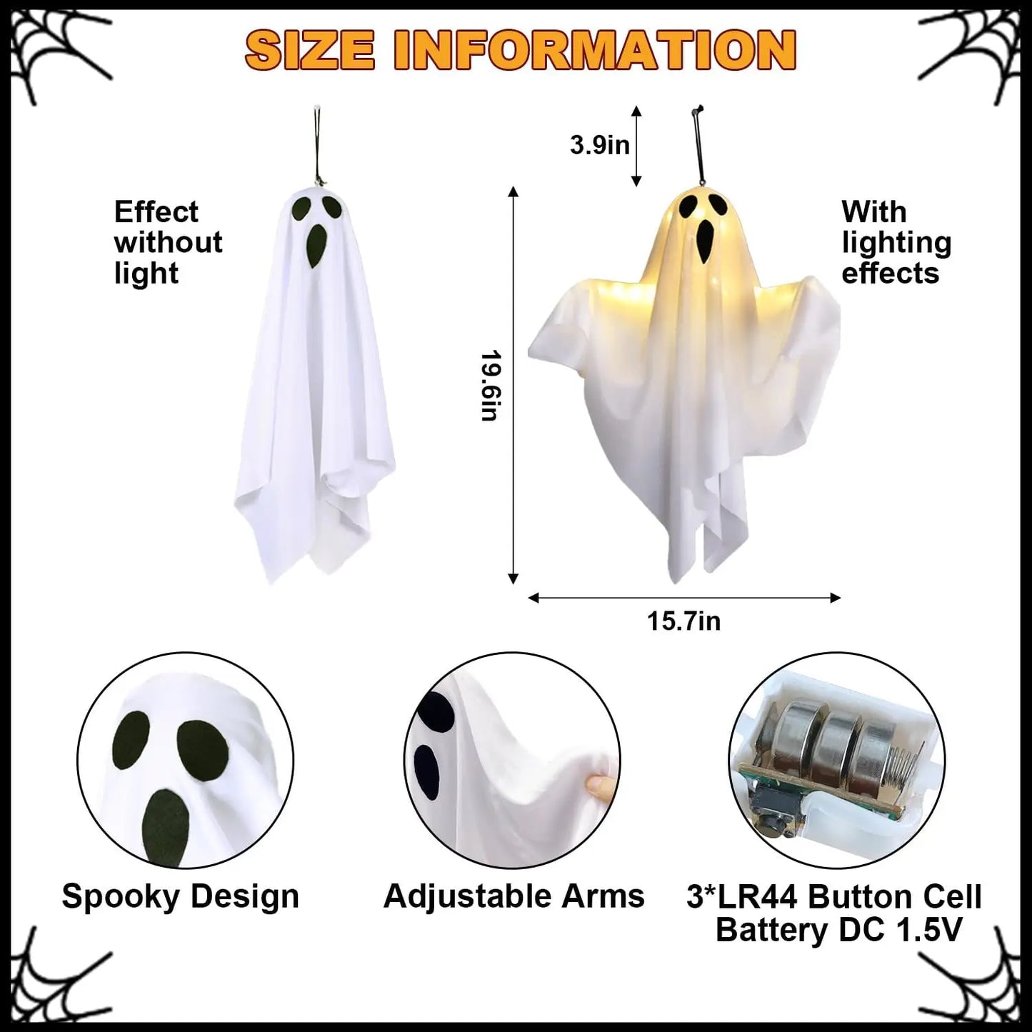 Décorations d'Halloween à suspendre avec lumière LED chaude pour intérieur et extérieur, idéal pour un porche, une cour ou comme cadeau