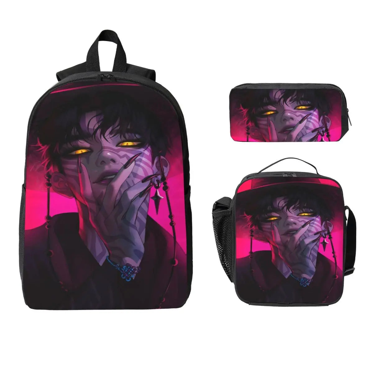 Ensemble de 3 sacs à dos Kpop Demon Hunters Huntrix pour enfants, boîtes à crayons, sacs à livres avec boîte à lunch pour écoliers