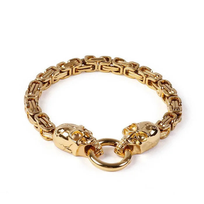 Bracelet inoxydable avec tête de mort pour homme, bijou gothique à breloques, idéal comme cadeau