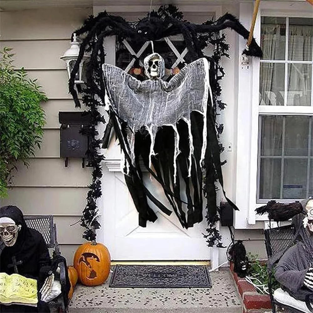 1 pièce de décoration fantôme squelette d'Halloween avec LED, guirlande lumineuse LED pour décoration d'Halloween, pour une utilisation en extérieur dans les jardins
