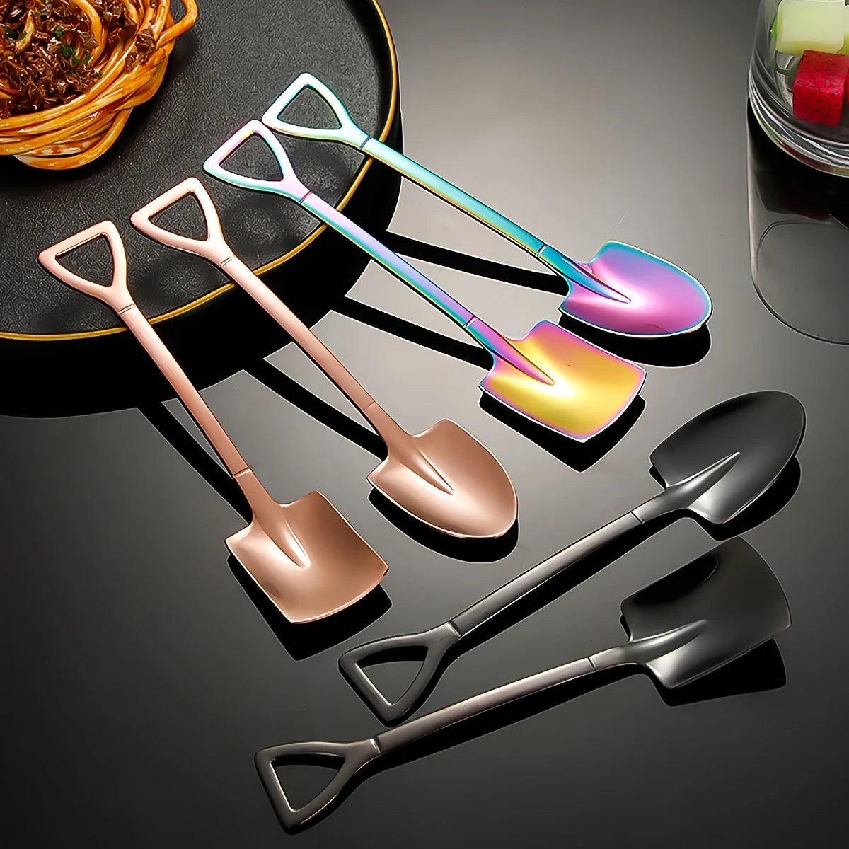 Lot de 10 cuillères à café en acier inoxydable pour fruits, glaces, desserts, accessoires de cuisine, mariage, Noël