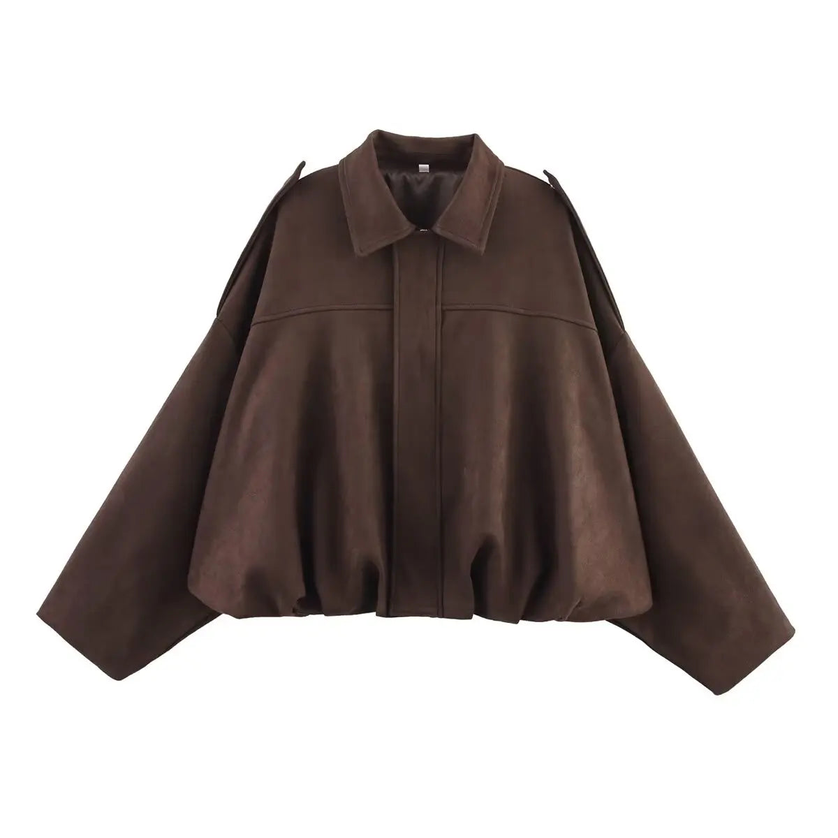 TFMLN Femmes Daim Bomber Veste Printemps Nouvelle Mode Manches Longues Fermeture Éclair Oversize Solide Bomber Manteau Chic Dame 2025 Streetwear