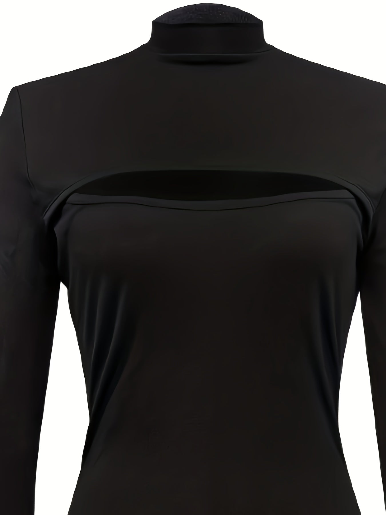 T-shirt slim à col montant découpé, haut à manches longues style années 2000 pour le printemps et l'automne, vêtements pour femmes