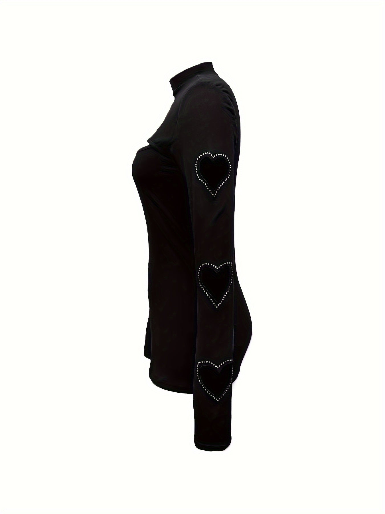 T-shirt slim à col montant découpé, haut à manches longues style années 2000 pour le printemps et l'automne, vêtements pour femmes