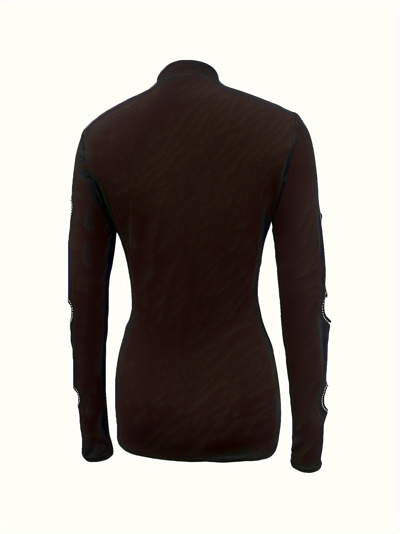 T-shirt slim à col montant découpé, haut à manches longues style années 2000 pour le printemps et l'automne, vêtements pour femmes