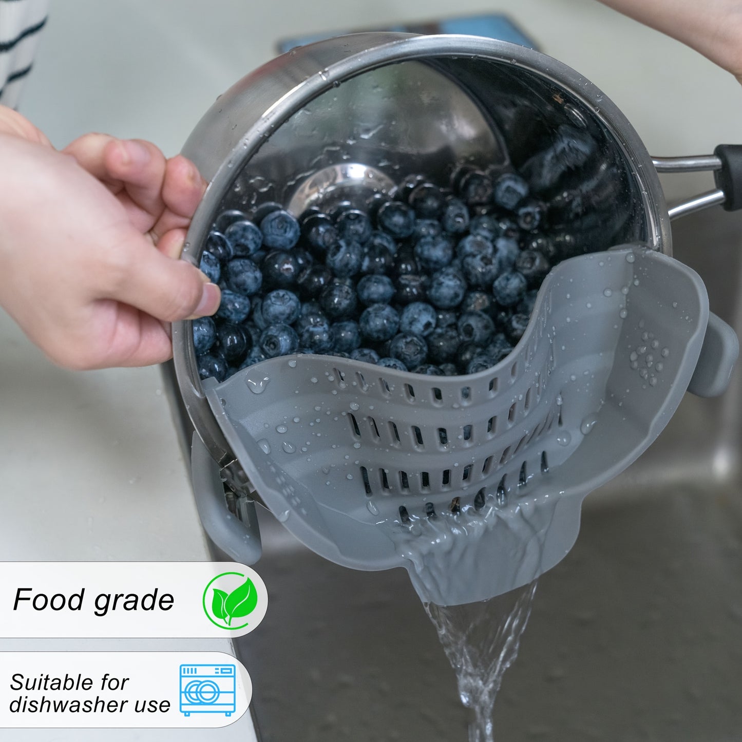 1pc ABERZEY Clip-On Strainer for Pots & Pans - Durable Plastic Kitchen Colander for Pasta, Meat, Vegetables, Fruits - Easy Drainage & Compact Design, Strainer for Pasta, Vegetable Preparation, Modern Kitchenware, Efficient Dr