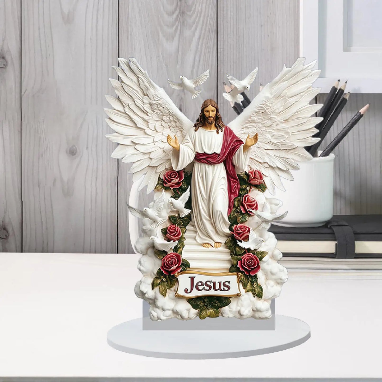Décoration de bureau Jésus à collectionner pour les fêtes, les fêtes, les cafés, les bureaux, les figurines religieuses, idée cadeau