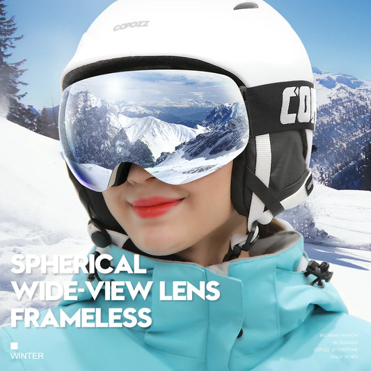 COPOZZ Outdoor Sports Ski Goggles UV400 Protection Ski Mask Male Female Anti-Fog Big Face Snow Glasses Snowboard Skiing Eyewear