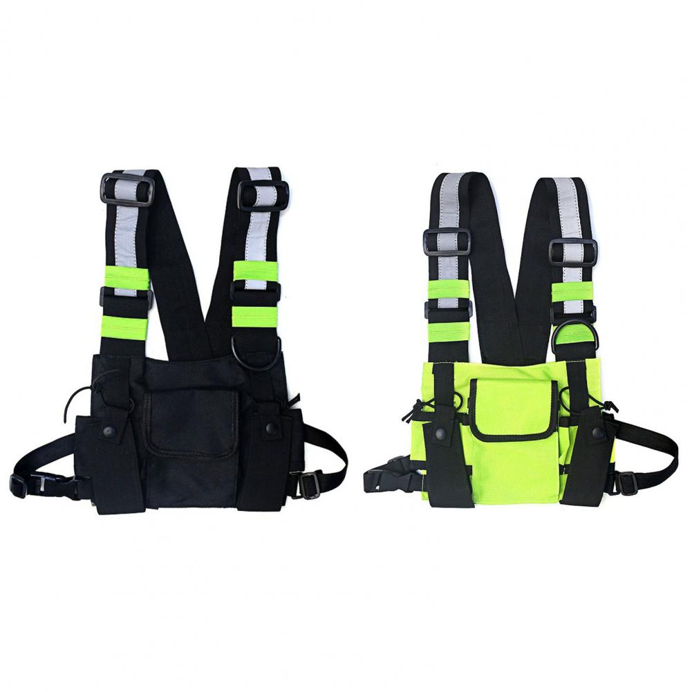 Sac de poitrine tactique fonctionnel pour hommes, sac banane tendance style hip-hop, style streetwear, unisexe, noir