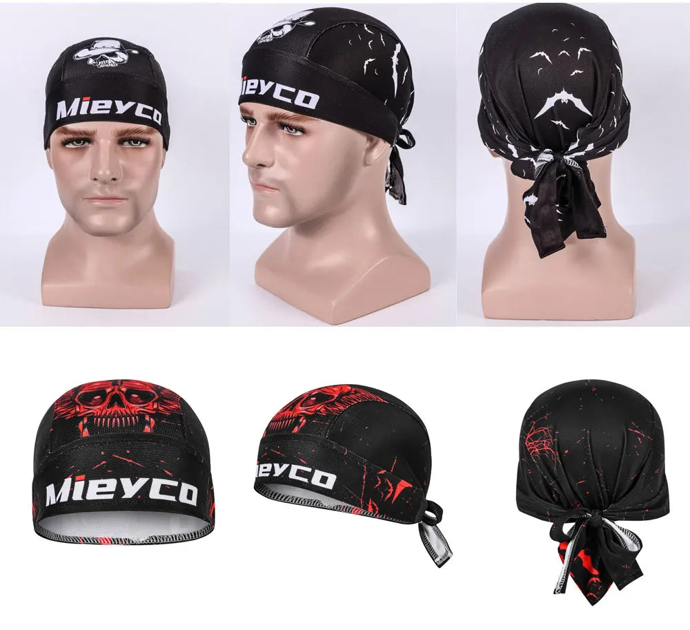 Casquette de cyclisme pour homme et femme, motif tête de mort, style pirate, foulard, bandana, anti-transpiration, anti-UV, bandeau de sport