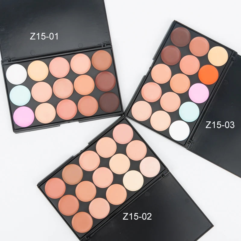 Palette de 15 couleurs de correcteur de teint, crème camouflage, contouring, maquillage professionnel, fond de teint, correcteur