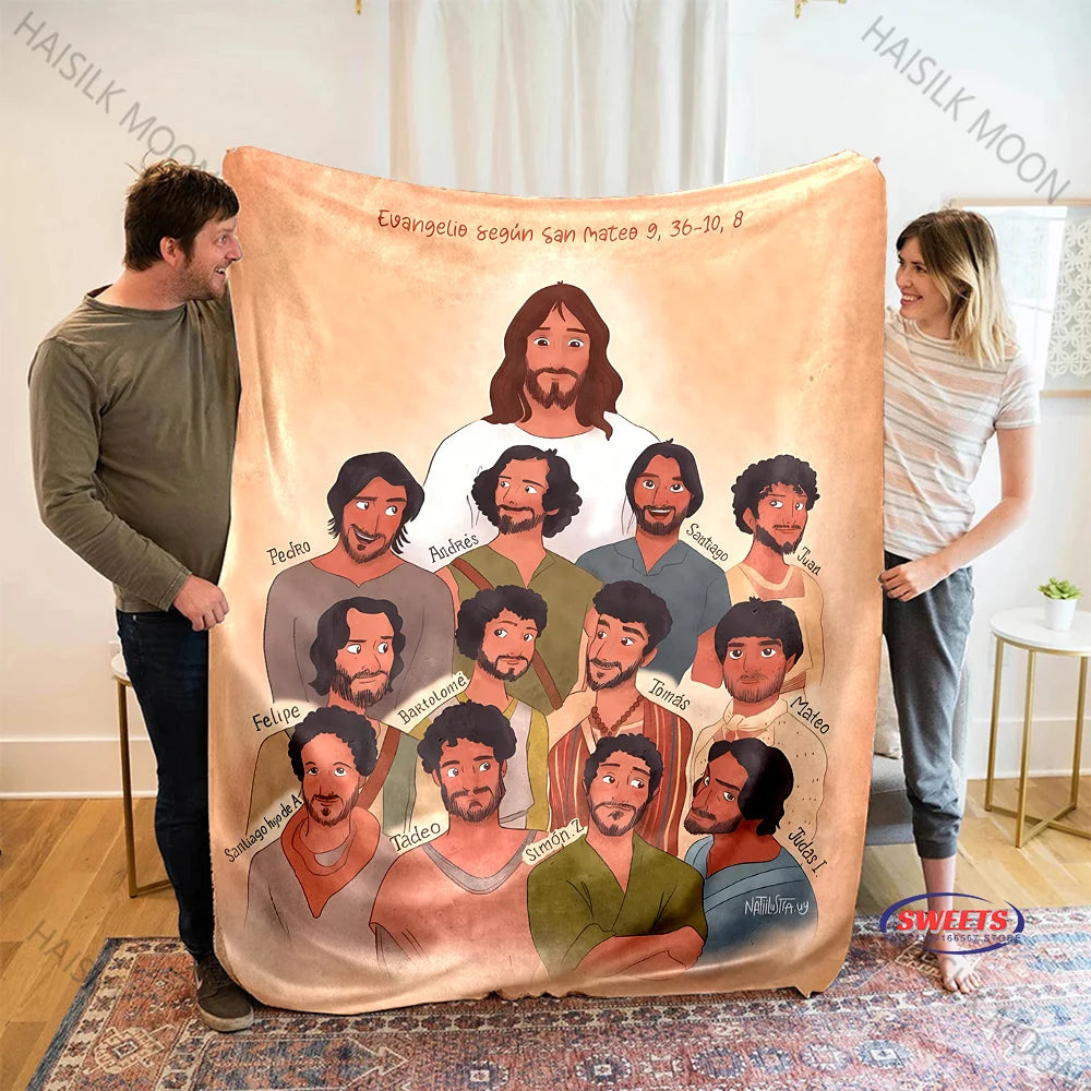 Couverture Jésus et les douze apôtres, cadeaux spirituels pour femmes, maman, fête des mères, catholique, foi, Dieu, guérison, prière