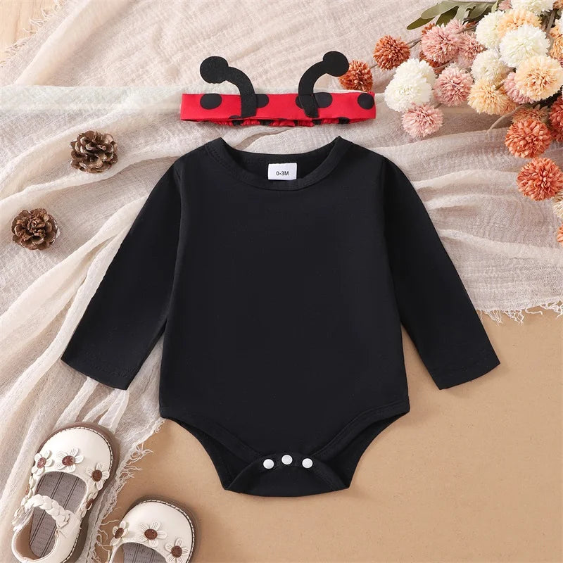Tenue pour nouveau-né fille, barboteuse à manches longues et volantes, jupe à bretelles et abeille, vêtements mignons pour bébé fille, automne et hiver