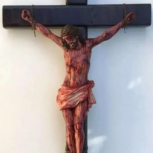 Statue de Jésus en résine, 20 cm, crucifix mural, décoration de maison, de chambre, d'église, décoration murale à suspendre pour fête