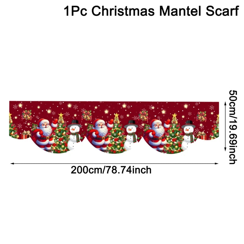 Décorations de Noël pour cheminée, écharpe, Père Noël, bonhomme de neige, nappe, décorations de Noël pour la maison, cadeaux de Noël 2025, Nouvel An 2026