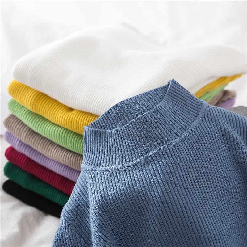 Pull col roulé en cachemire pour femme, tricoté, doux et basique, style décontracté, idéal pour l'automne et l'hiver