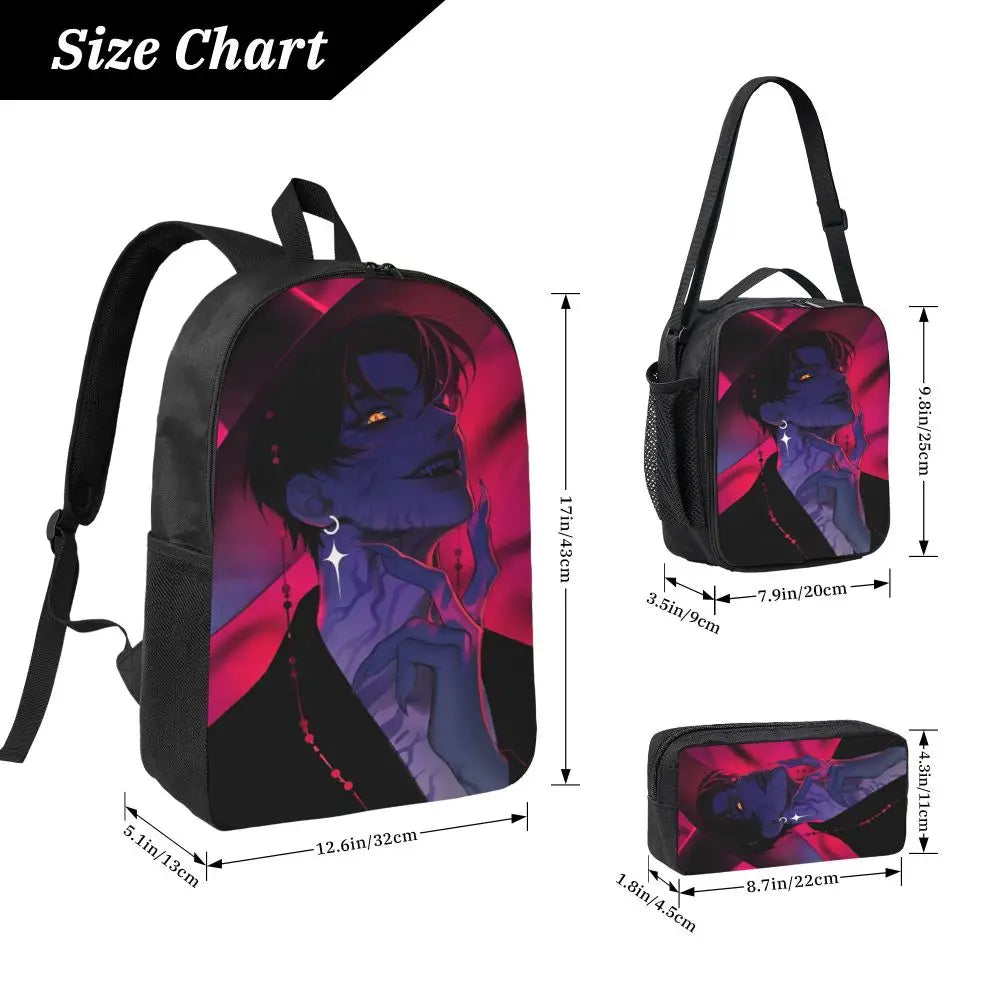 Ensemble de 3 sacs à dos Kpop Demon Hunters Huntrix pour enfants, boîtes à crayons, sacs à livres avec boîte à lunch pour écoliers