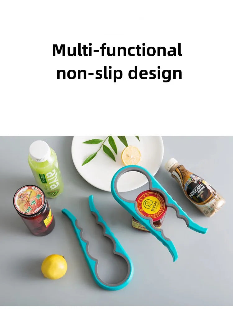 Ouvre-bocal 4 en 1, clé à prise facile, pratique, robuste, ouvre-bouteille, canette, bière, outils de dévissage de couvercle, gadgets de cuisine portables