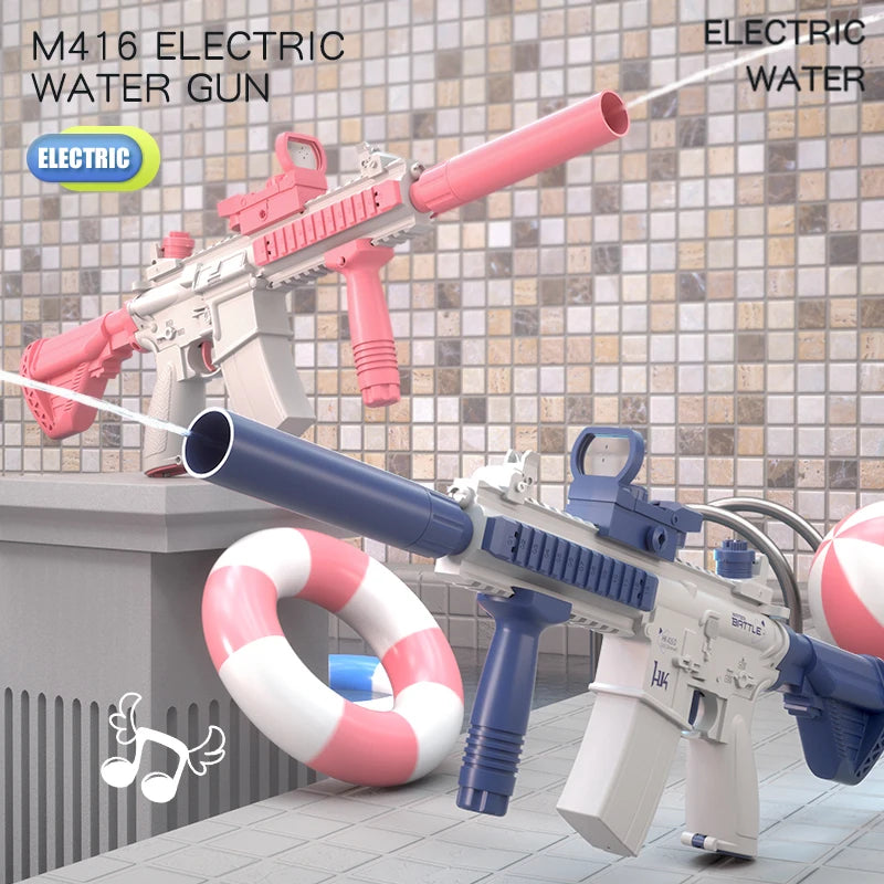 Pistolet à eau électrique M416, jouet de tir entièrement automatique, idéal pour l'été, la plage ou l'extérieur, idéal pour enfants, garçons et filles, cadeau idéa