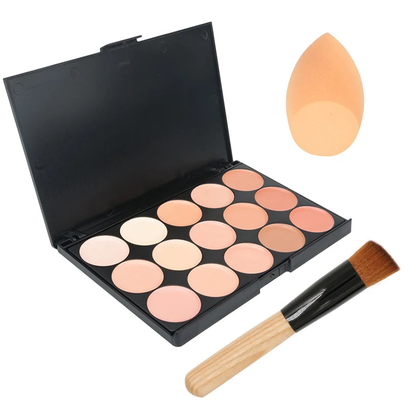 Palette de 15 couleurs de correcteur de teint, crème camouflage, contouring, maquillage professionnel, fond de teint, correcteur
