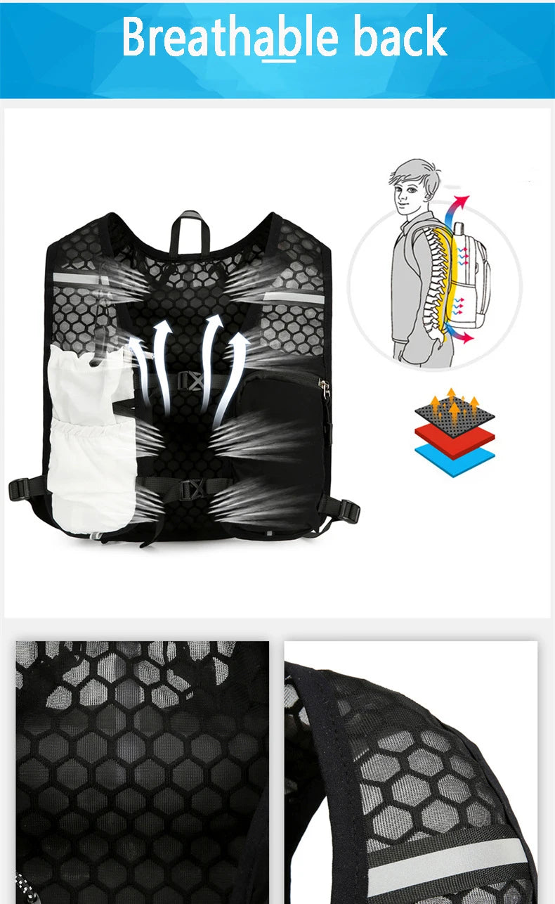 Gilet d'hydratation réfléchissant pour course à pied, sac à dos de cyclisme, sacs de vélo, sport de plein air, escalade, randonnée, VTT, vélo de route, sac à dos d'hydratation