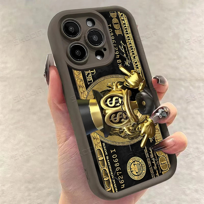 Coque de téléphone souple en TPU avec motif dollar américain pour iPhone 17 Air 16E 16 15 14 13 12 11 Pro Max X XR XS Max 7 8 Plus