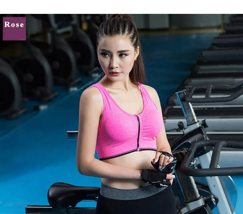 Soutien-gorge de sport à fermeture éclair sur le devant, gilet de fitness, de course à pied, respirant, absorbant les chocs, pour femmes, soutien-gorge push-up, tailles S à 4XL