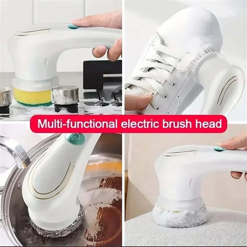 Brosse de nettoyage électrique multifonctionnelle cinq en un pour la salle de bain et la cuisine