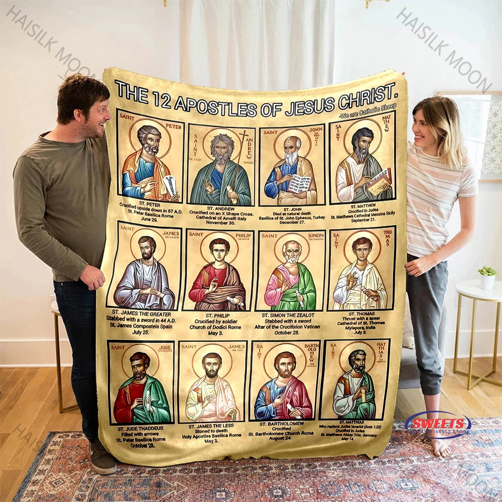 Couverture Jésus et les douze apôtres, cadeaux spirituels pour femmes, maman, fête des mères, catholique, foi, Dieu, guérison, prière