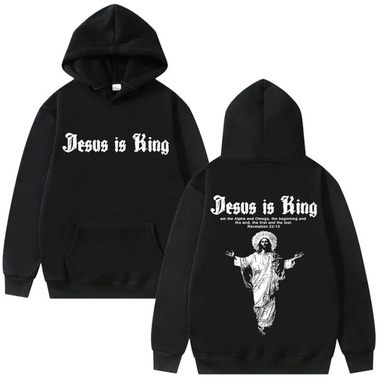 Sweat à capuche graphique Jésus est roi Vêtements religieux chrétiens Hommes Femmes Mode Gothique Rock Sweat-shirt Hip Hop Surdimensionné Streetwear
