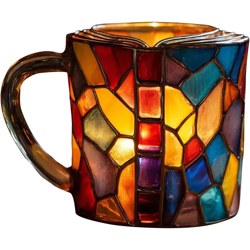 Mug créatif en résine peinte, 325 ml, motif livres 3D, tasse à café originale en résine colorée, collection de tasses à café empilables, cadeaux