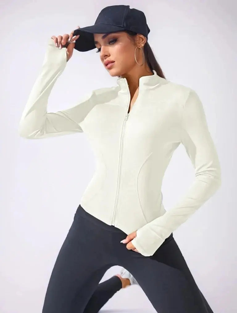 Veste de yoga courte et amincissante pour femme, vêtement de sport, avec fermeture éclair