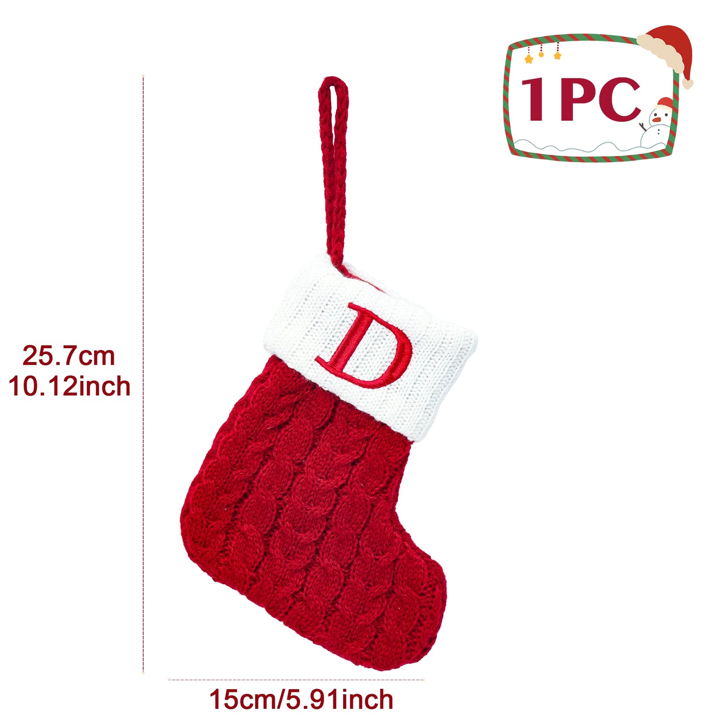 Chaussettes de Noël tricotées avec flocons de neige et lettres, décoration de Noël 2025 pour la maison, ornement pour sapin de Noël, cadeau pour Noël 2026