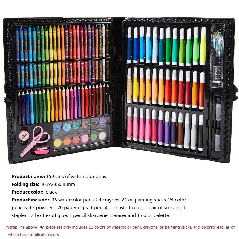 Ensemble complet de pinceaux pour enfants, 42/68/86/150/168/208 pièces, crayons aquarelle avec planche à dessin, fournitures artistiques pour enfants, cadeaux