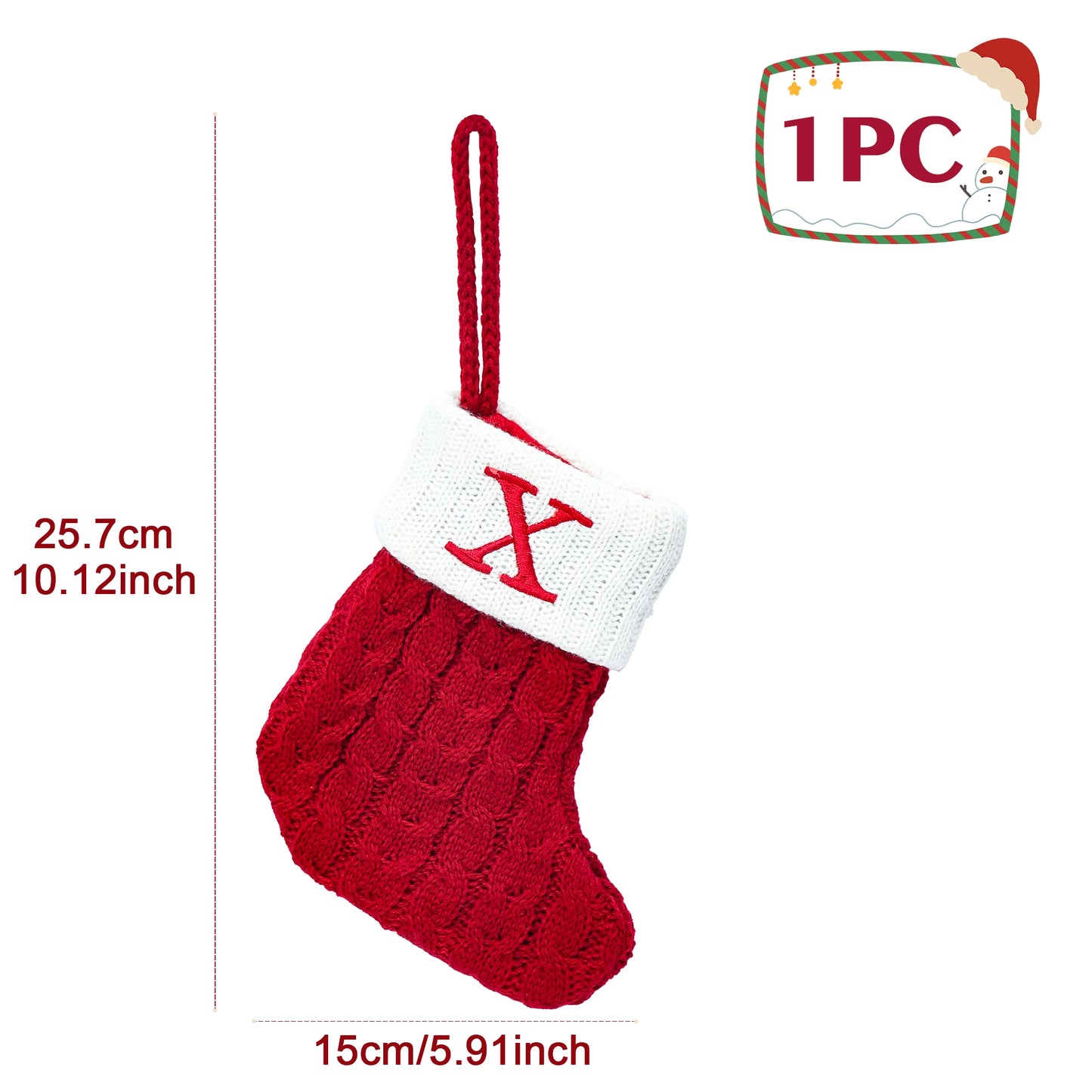 Chaussettes de Noël tricotées avec flocons de neige et lettres, décoration de Noël 2025 pour la maison, ornement pour sapin de Noël, cadeau pour Noël 2026
