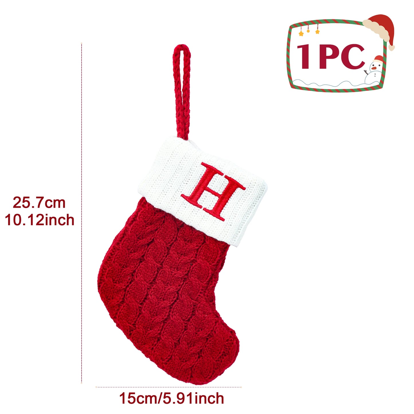 Chaussettes de Noël tricotées avec flocons de neige et lettres, décoration de Noël 2025 pour la maison, ornement pour sapin de Noël, cadeau pour Noël 2026