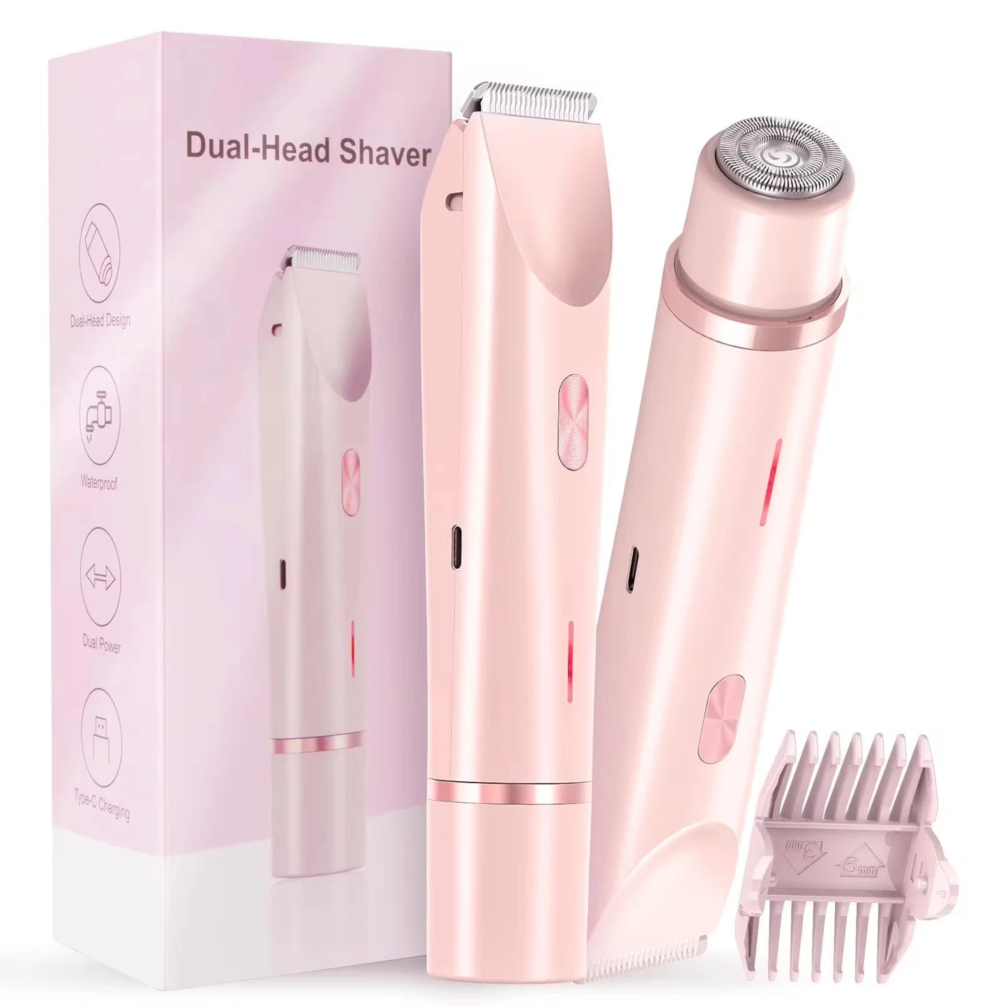 Rasoir électrique rechargeable étanche 2025, mini tondeuse bikini pour femmes, épilateur corporel double tête