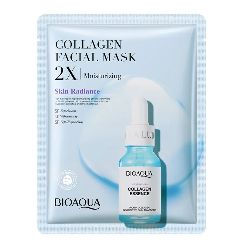 Lot de 20 masques visage BIOAQUA Centella Collagène, hydratants et rafraîchissants, à l'acide hyaluronique, produits de soins pour la peau