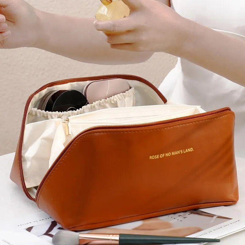 Sac à cosmétiques en PU, sac de rangement pour cosmétiques de grande capacité, pratique de voyage