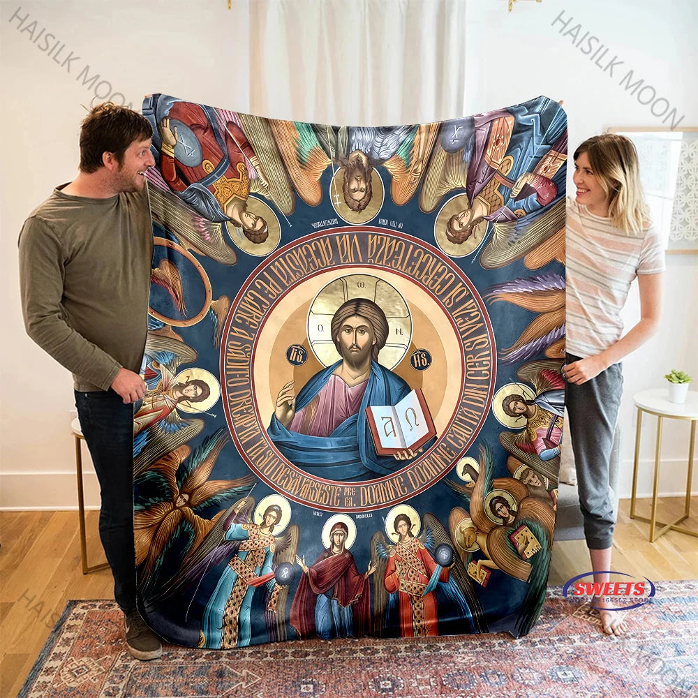 Couverture Jésus et les douze apôtres, cadeaux spirituels pour femmes, maman, fête des mères, catholique, foi, Dieu, guérison, prière