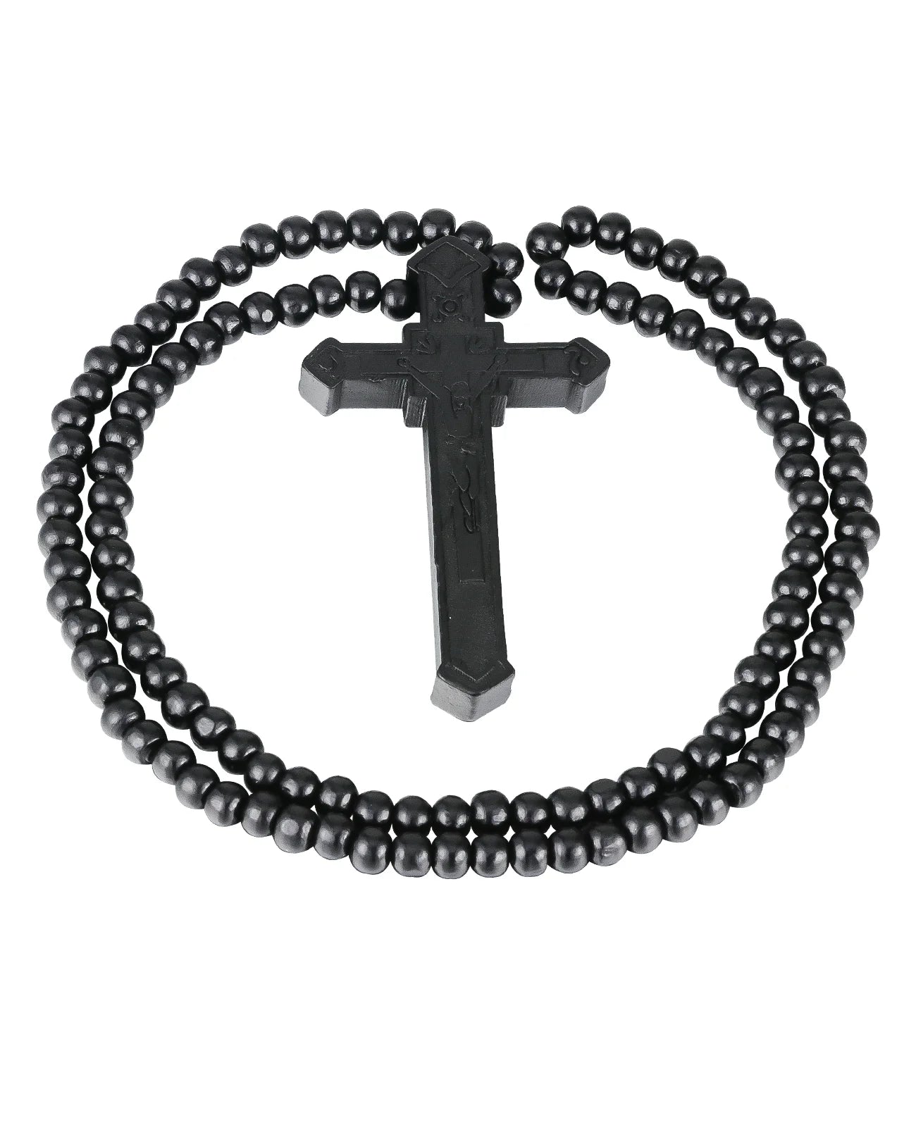Collier chapelet catholique avec chaîne perlée et pendentif crucifix en bois, croix de Jésus-Christ, collier de prière, bijoux suspendus faits à la main