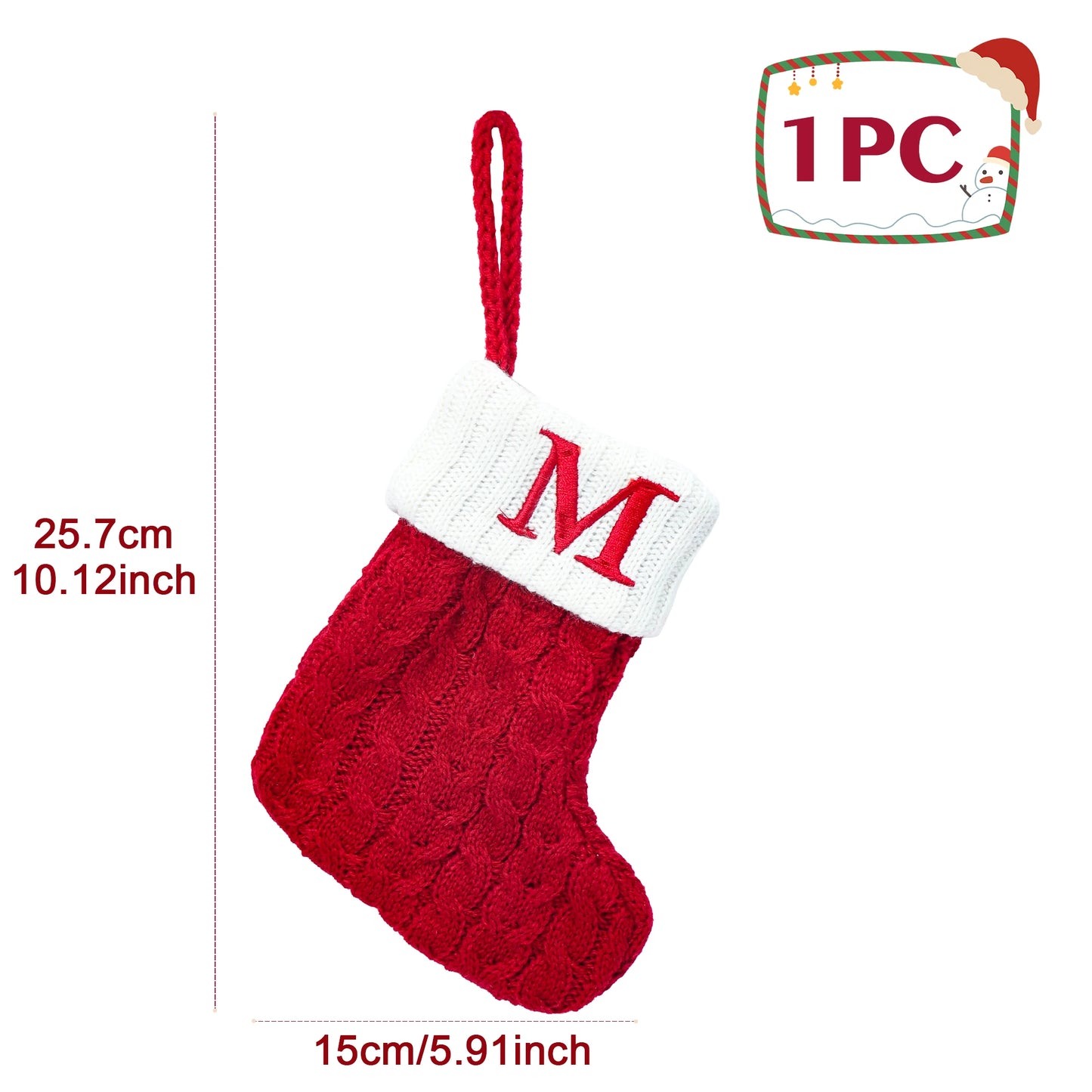 Chaussettes de Noël tricotées avec flocons de neige et lettres, décoration de Noël 2025 pour la maison, ornement pour sapin de Noël, cadeau pour Noël 2026