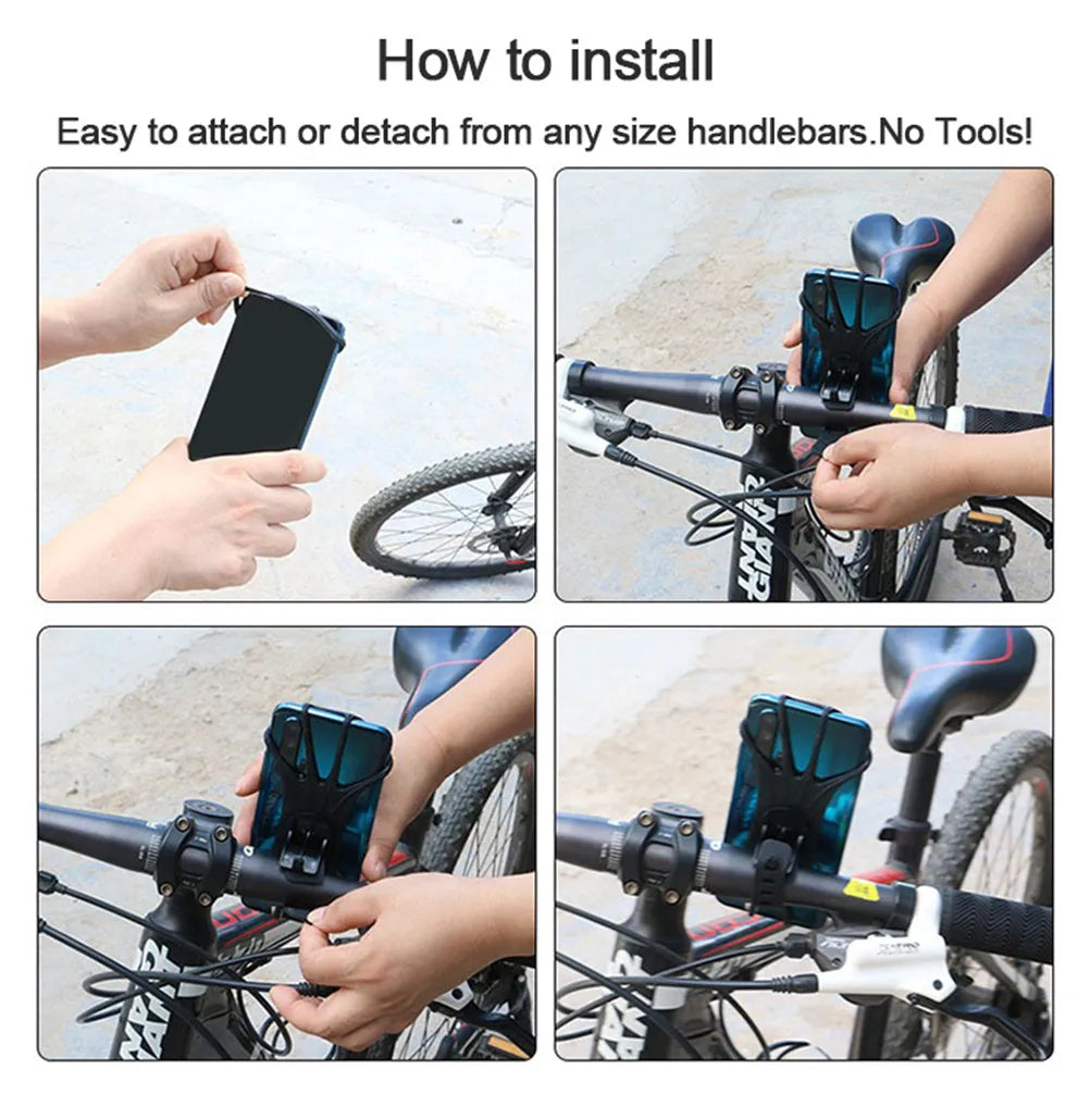 Support de téléphone rotatif à 360° pour vélo et moto, en silicone, compatible avec iPhone 11, Xiaomi 10, Huawei P40