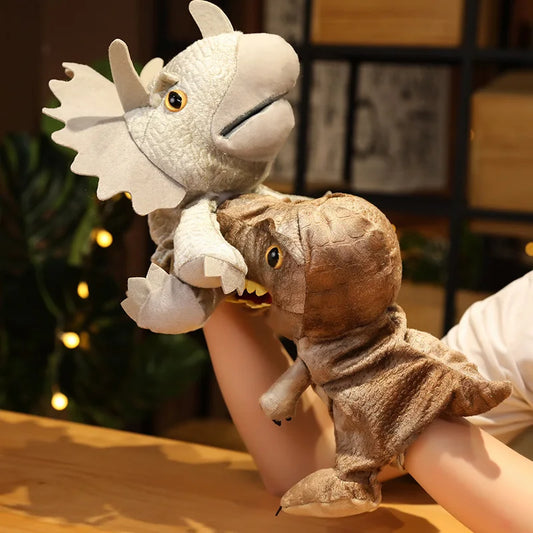 Marionnette à main en peluche dinosaure réaliste Triceratop Tyrannosaurus Rex pour enfants et adultes