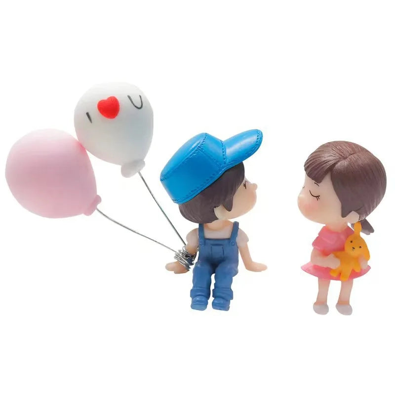 Décoration de voiture, figurines de couple mignonnes de dessin animé, ornement de ballon, tableau de bord intérieur de voiture pour filles, cadeaux, accessoires