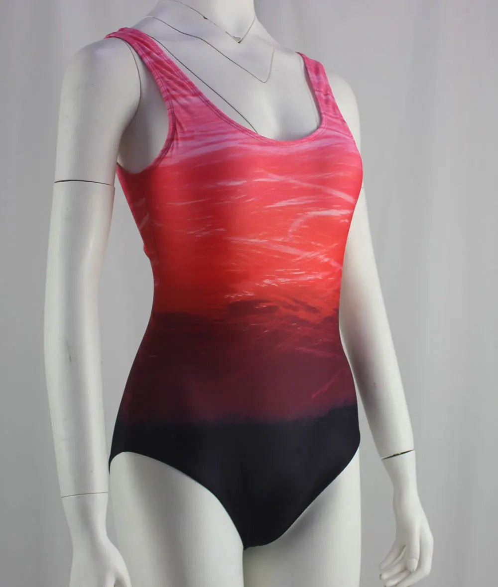 Maillot de bain une pièce dos nu sexy pour femme, imprimé dégradé, accessoires de natation, tailles S à 2XL
