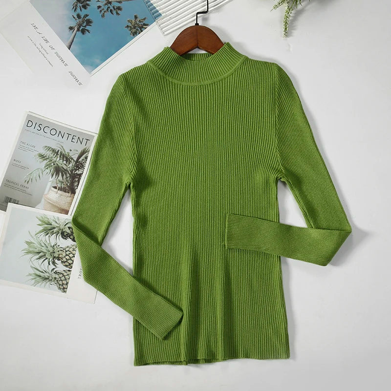 Pull col roulé en cachemire pour femme, tricoté, doux et basique, style décontracté, idéal pour l'automne et l'hiver