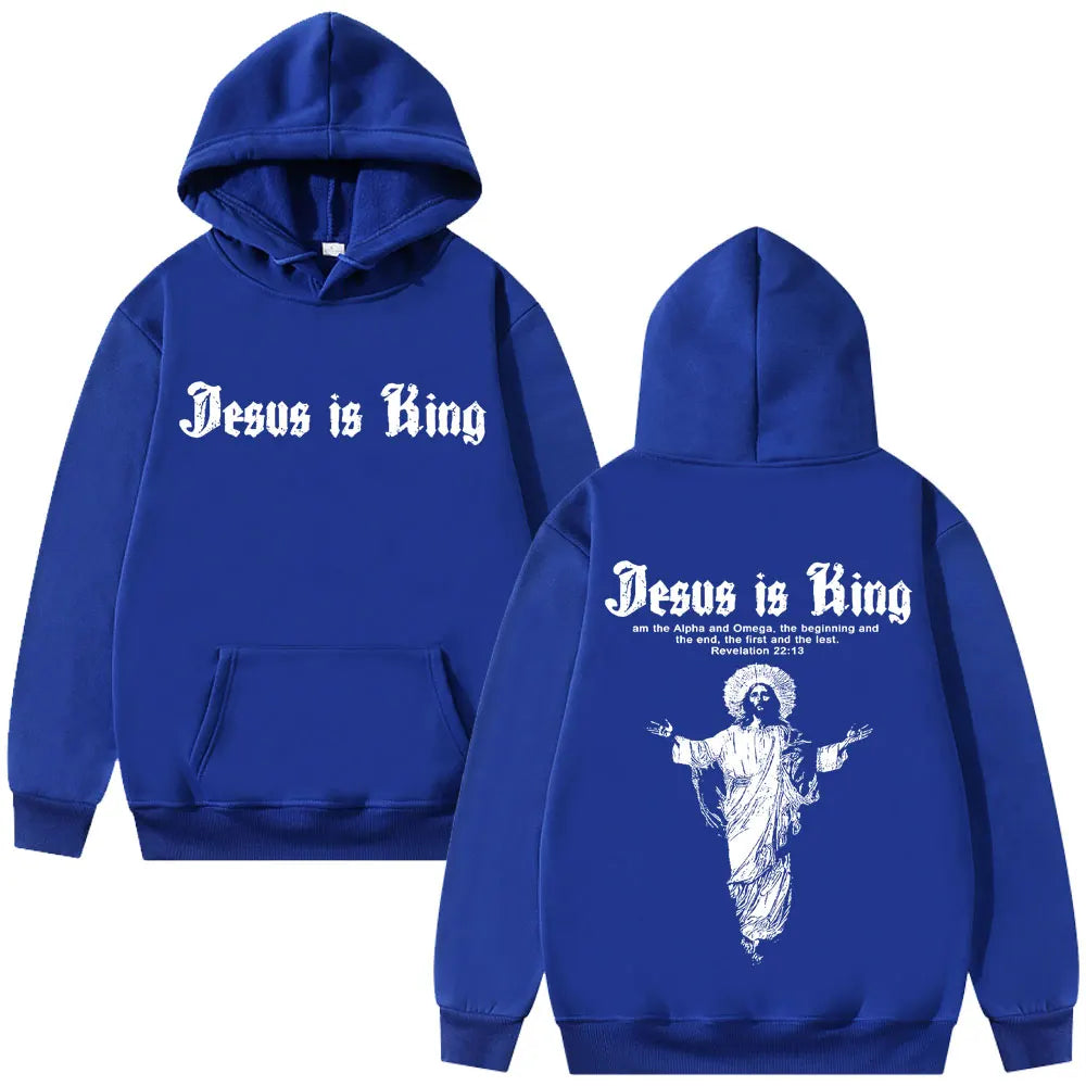 Sweat à capuche graphique Jésus est roi Vêtements religieux chrétiens Hommes Femmes Mode Gothique Rock Sweat-shirt Hip Hop Surdimensionné Streetwear